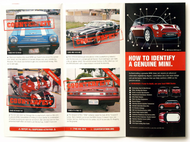 COUNTERFEIT MINI COOPERS brochure (inside)