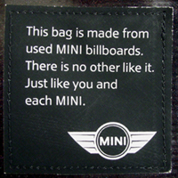 MINI recycled billboard bag label