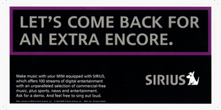 SIRIUS bumper sticker LET'S COME BACK FOR AN ENCORE.