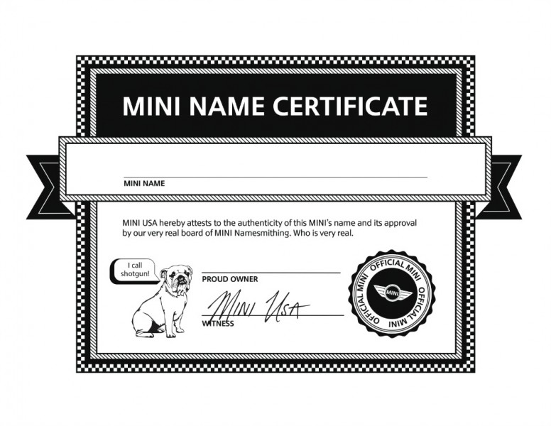 MINI Name Certificate