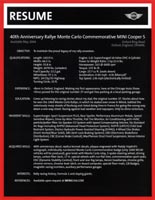 RESUME 40th Anniversary Rallye Monte Carlo Commemorative MINI Cooper S