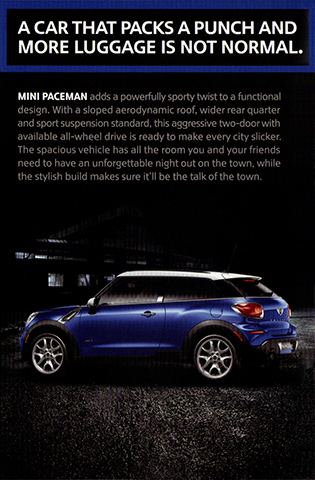 MINI model year 2013 pocket brochure (Paceman)
