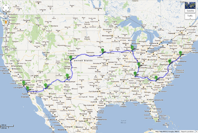 MINI Takes the States 2012 route (unofficial)