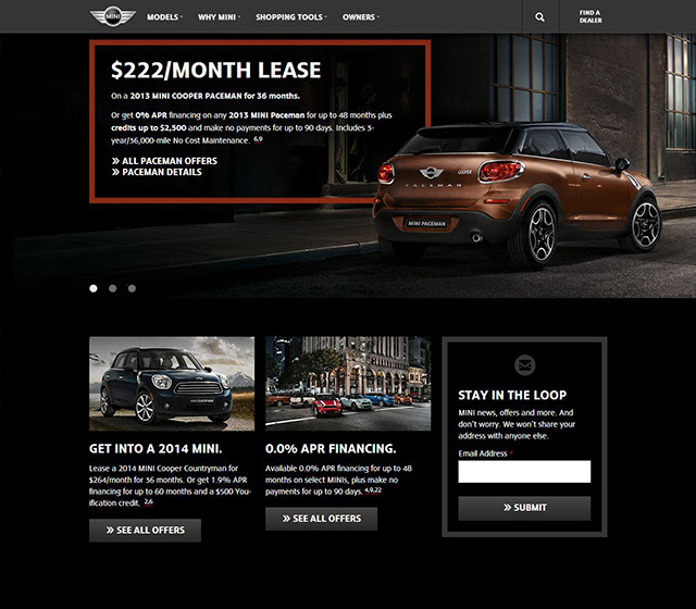 MINI USA website redesign 2013
